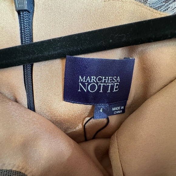 Marchesa Notte Purple & Pink Floral Illusion Long Sleeve Dress Size 4 - Picture 5 of 8